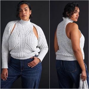 NWT Anthropologie Ribbed Sweater Shrug Set Turtleneck 3X